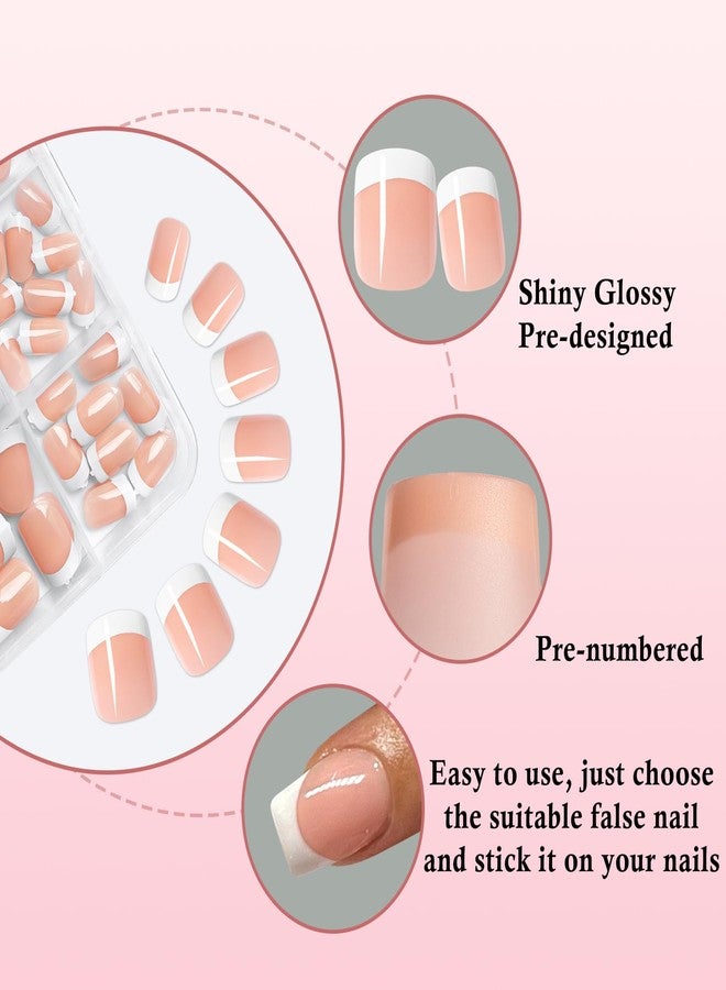 LuckForever 240pc White French Tips Press on Nails Square Fake Nails with Tabs File, Extra Short Nails Press ons French Tip Acrylic Nails Delight Glue ons Nails Short False Fingernail Stick on Nails for Women - Image 4